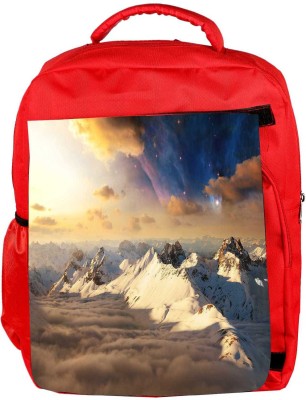 

Snoogg Eco Friendly Canvas Everst Top With Clouds Designer Backpack Rucksack School Travel Unisex Casual Canvas Bag Bookbag Satchel 5 L Backpack(Red)