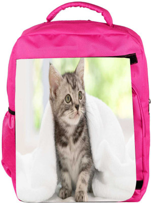 

Snoogg Eco Friendly Canvas Cute Kitty Designer Backpack Rucksack School Travel Unisex Casual Canvas Bag Bookbag Satchel 5 L Backpack(Pink)