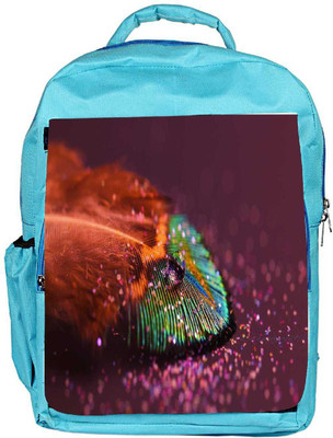 

Snoogg Eco Friendly Canvas Peacock Feather Drops Backpack Rucksack School Travel Unisex Casual Canvas Bag Bookbag Satchel 5 L Backpack(Blue)
