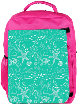 

Snoogg Eco Friendly Canvas White Fish Green Pattern Designer Backpack Rucksack School Travel Unisex Casual Canvas Bag Bookbag Satchel 5 L Backpack(Pink)