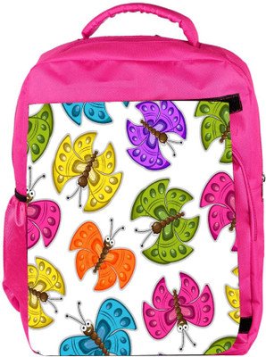 

Snoogg Eco Friendly Canvas Colorful Butterflies Designer Backpack Rucksack School Travel Unisex Casual Canvas Bag Bookbag Satchel 5 L Backpack(Pink)