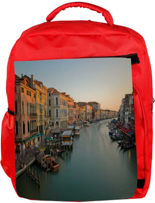 

Snoogg Eco Friendly Canvas Lake At Evening Designer Backpack Rucksack School Travel Unisex Casual Canvas Bag Bookbag Satchel 5 L Backpack(Red)