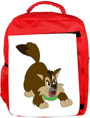 

Snoogg Eco Friendly Canvas Cat Backpack Rucksack School Travel Unisex Casual Canvas Bag Bookbag Satchel 5 L Backpack(Red)