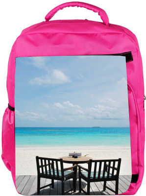 

Snoogg Eco Friendly Canvas Beautiful Beach Bar View In Maldives Backpack Rucksack School Travel Unisex Casual Canvas Bag Bookbag Satchel 5 L Backpack(Pink)