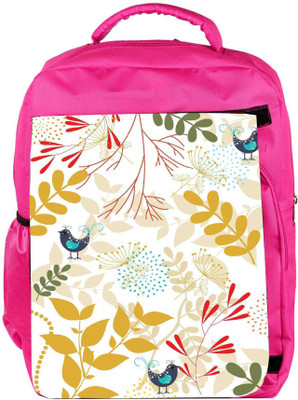

Snoogg Eco Friendly Canvas Bird And Leaves Designer Backpack Rucksack School Travel Unisex Casual Canvas Bag Bookbag Satchel 5 L Backpack(Pink)