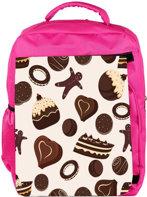 

Snoogg Eco Friendly Canvas Brown Chocolates Designer Backpack Rucksack School Travel Unisex Casual Canvas Bag Bookbag Satchel 5 L Backpack(Pink)