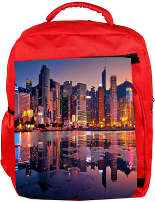 

Snoogg Eco Friendly Canvas Abstract Buildings Designer Backpack Rucksack School Travel Unisex Casual Canvas Bag Bookbag Satchel 5 L Backpack(Red)