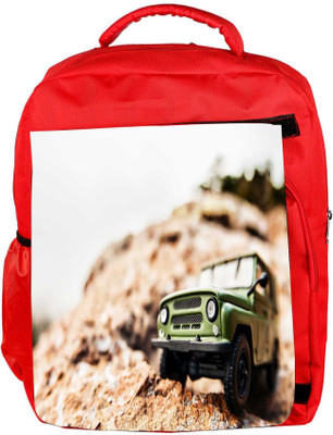

Snoogg Eco Friendly Canvas 4X4 Offroad Car Backpack Rucksack School Travel Unisex Casual Canvas Bag Bookbag Satchel 5 L Backpack(Red)