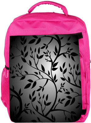 

Snoogg Eco Friendly Canvas Black Trees Seamless Vector Wallpaper Backpack Rucksack School Travel Unisex Casual Canvas Bag Bookbag Satchel 5 L Backpack(Pink)