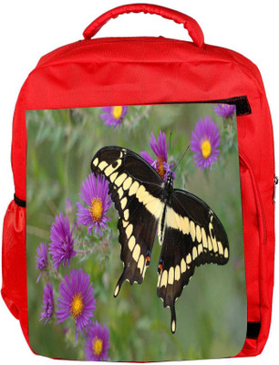 

Snoogg Eco Friendly Canvas Black Flying Butterfly Designer Backpack Rucksack School Travel Unisex Casual Canvas Bag Bookbag Satchel 5 L Backpack(Red)