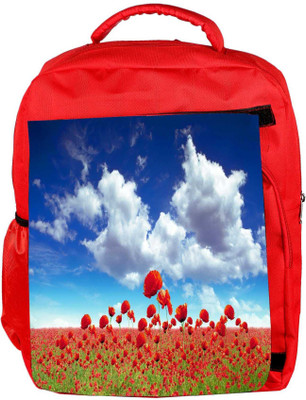 

Snoogg Eco Friendly Canvas Poppy Field Designer Backpack Rucksack School Travel Unisex Casual Canvas Bag Bookbag Satchel 5 L Backpack(Red)
