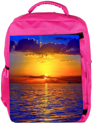 

Snoogg Eco Friendly Canvas Sunset Over Ocean Designer Backpack Rucksack School Travel Unisex Casual Canvas Bag Bookbag Satchel 5 L Backpack(Pink)