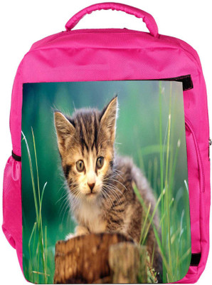 

Snoogg Eco Friendly Canvas Poor Kitty Designer Backpack Rucksack School Travel Unisex Casual Canvas Bag Bookbag Satchel 5 L Backpack(Pink)