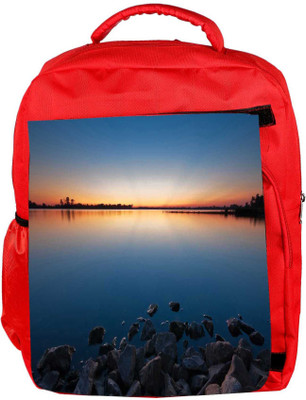 

Snoogg Eco Friendly Canvas Black Water And Stones Designer Backpack Rucksack School Travel Unisex Casual Canvas Bag Bookbag Satchel 5 L Backpack(Red)
