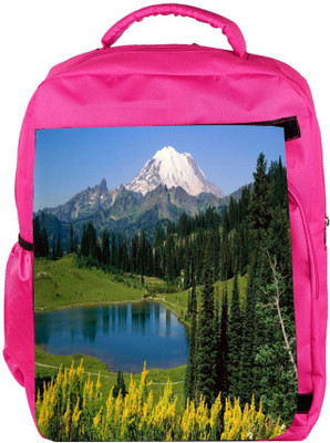 

Snoogg Eco Friendly Canvas Yellow Flowers Designer Backpack Rucksack School Travel Unisex Casual Canvas Bag Bookbag Satchel 5 L Backpack(Pink)