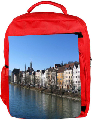 

Snoogg Eco Friendly Canvas Big House And River Designer Backpack Rucksack School Travel Unisex Casual Canvas Bag Bookbag Satchel 5 L Backpack(Red)
