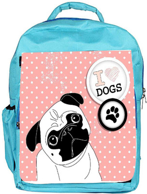 

Snoogg Eco Friendly Canvas I Love Pugs Cute Little Pug On Polka Dot Background Backpack Rucksack School Travel Unisex Casual Canvas Bag Bookbag Satchel 5 L Backpack(Blue)