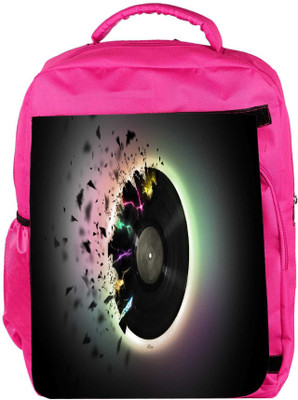 

Snoogg Eco Friendly Canvas Shattered Vinyl Music Designer Backpack Rucksack School Travel Unisex Casual Canvas Bag Bookbag Satchel 5 L Backpack(Pink)