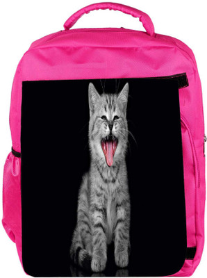 

Snoogg Eco Friendly Canvas Laughing Cat Designer Backpack Rucksack School Travel Unisex Casual Canvas Bag Bookbag Satchel 5 L Backpack(Pink)