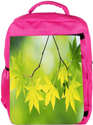 

Snoogg Eco Friendly Canvas Neem Leaves Designer Backpack Rucksack School Travel Unisex Casual Canvas Bag Bookbag Satchel 5 L Backpack(Pink)