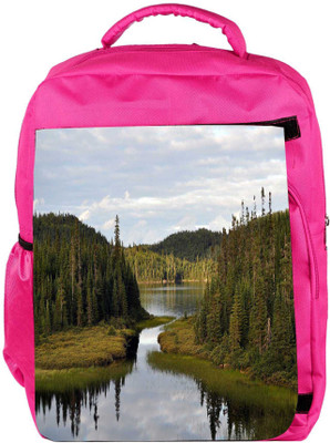

Snoogg Eco Friendly Canvas Green Forest Designer Backpack Rucksack School Travel Unisex Casual Canvas Bag Bookbag Satchel 5 L Backpack(Pink)