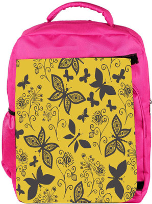 

Snoogg Eco Friendly Canvas Black Butterfly Yellow Pattern Designer Backpack Rucksack School Travel Unisex Casual Canvas Bag Bookbag Satchel 5 L Backpack(Pink)