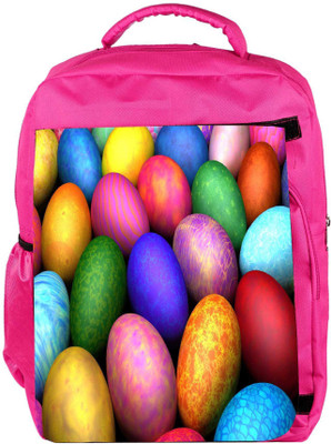

Snoogg Eco Friendly Canvas Colorful Eggs Designer Backpack Rucksack School Travel Unisex Casual Canvas Bag Bookbag Satchel 5 L Backpack(Pink)