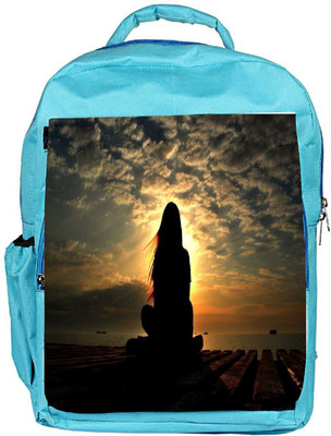 

Snoogg Eco Friendly Canvas Girl Silhouette In The Sunset Light Designer Backpack Rucksack School Travel Unisex Casual Canvas Bag Bookbag Satchel 5 L Backpack(Blue)