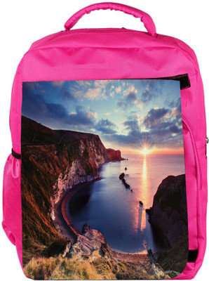 

Snoogg Eco Friendly Canvas Curve Mountain Designer Backpack Rucksack School Travel Unisex Casual Canvas Bag Bookbag Satchel 5 L Backpack(Pink)