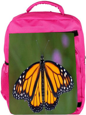 

Snoogg Eco Friendly Canvas Monarch Butterfly Designer Backpack Rucksack School Travel Unisex Casual Canvas Bag Bookbag Satchel 5 L Backpack(Pink)