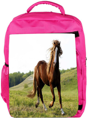 

Snoogg Eco Friendly Canvas Running Horses Designer Backpack Rucksack School Travel Unisex Casual Canvas Bag Bookbag Satchel 5 L Backpack(Pink)