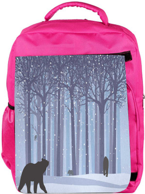 

Snoogg Eco Friendly Canvas Winter Forest Bear Designer Backpack Rucksack School Travel Unisex Casual Canvas Bag Bookbag Satchel 5 L Backpack(Pink)