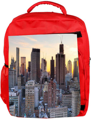 

Snoogg Eco Friendly Canvas Brown Building Designer Backpack Rucksack School Travel Unisex Casual Canvas Bag Bookbag Satchel 5 L Backpack(Red)