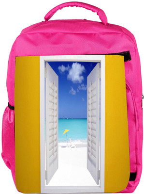 

Snoogg Eco Friendly Canvas Beach And Window Designer Backpack Rucksack School Travel Unisex Casual Canvas Bag Bookbag Satchel 5 L Backpack(Pink)