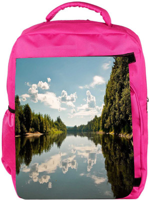 

Snoogg Eco Friendly Canvas Abstract Sea And Trees Designer Backpack Rucksack School Travel Unisex Casual Canvas Bag Bookbag Satchel 5 L Backpack(Pink)
