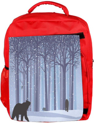 

Snoogg Eco Friendly Canvas Winter Forest Bear Designer Backpack Rucksack School Travel Unisex Casual Canvas Bag Bookbag Satchel 5 L Backpack(Red)
