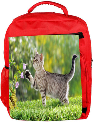 

Snoogg Eco Friendly Canvas Cat Playing Designer Backpack Rucksack School Travel Unisex Casual Canvas Bag Bookbag Satchel 5 L Backpack(Red)