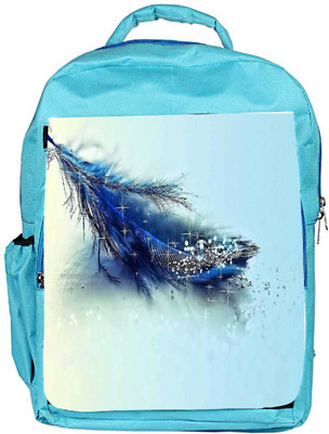 

Snoogg Eco Friendly Canvas Blue Feather And Glitter Designer Backpack Rucksack School Travel Unisex Casual Canvas Bag Bookbag Satchel 5 L Backpack(Blue)