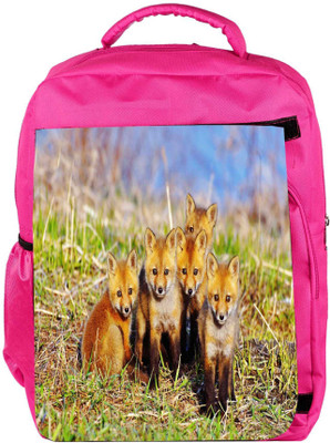 

Snoogg Eco Friendly Canvas Small Foxs Designer Backpack Rucksack School Travel Unisex Casual Canvas Bag Bookbag Satchel 5 L Backpack(Pink)