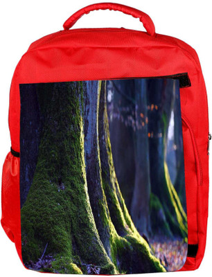 

Snoogg Eco Friendly Canvas Abstract Green Tree Designer Backpack Rucksack School Travel Unisex Casual Canvas Bag Bookbag Satchel 5 L Backpack(Red)