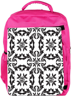 

Snoogg Eco Friendly Canvas Black Pattern Leaves Designer Backpack Rucksack School Travel Unisex Casual Canvas Bag Bookbag Satchel 5 L Backpack(Pink)