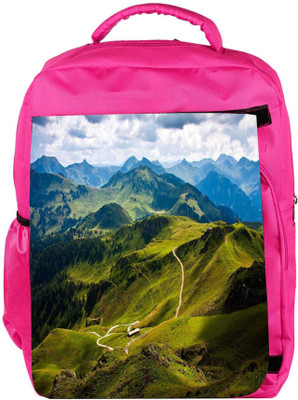 

Snoogg Eco Friendly Canvas Green Mountains Designer Backpack Rucksack School Travel Unisex Casual Canvas Bag Bookbag Satchel 5 L Backpack(Pink)