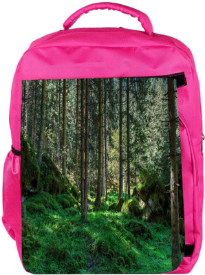 

Snoogg Eco Friendly Canvas Desnse Forest Designer Backpack Rucksack School Travel Unisex Casual Canvas Bag Bookbag Satchel 5 L Backpack(Pink)