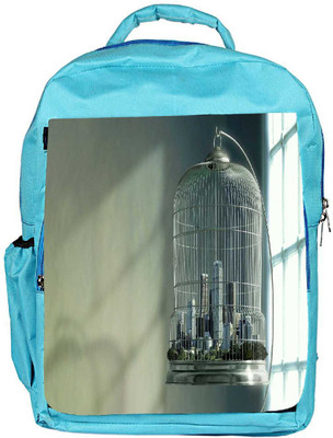 

Snoogg Eco Friendly Canvas City In A Cage Designer Backpack Rucksack School Travel Unisex Casual Canvas Bag Bookbag Satchel 5 L Backpack(Blue)