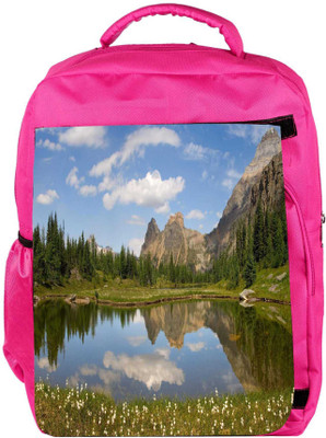

Snoogg Eco Friendly Canvas Lake Side White Flower Designer Backpack Rucksack School Travel Unisex Casual Canvas Bag Bookbag Satchel 5 L Backpack(Pink)