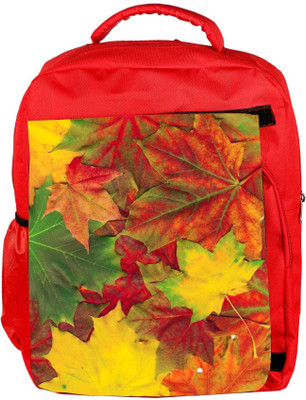 

Snoogg Eco Friendly Canvas Beautiful Autumn Maple Leaves Background Backpack Rucksack School Travel Unisex Casual Canvas Bag Bookbag Satchel 5 L Backpack(Red)