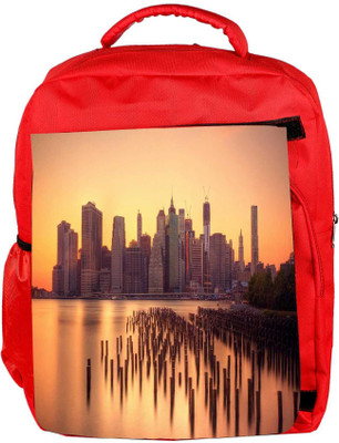 

Snoogg Eco Friendly Canvas New York Docks Designer Backpack Rucksack School Travel Unisex Casual Canvas Bag Bookbag Satchel 5 L Backpack(Red)