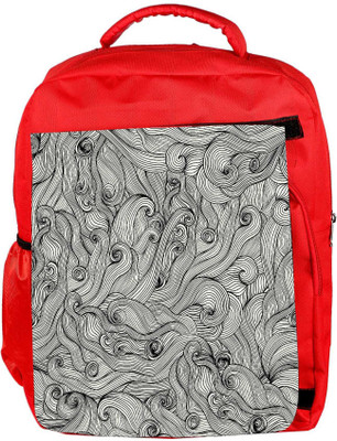 

Snoogg Eco Friendly Canvas Seamless Hand Drawn Waves Texture Backpack Rucksack School Travel Unisex Casual Canvas Bag Bookbag Satchel 5 L Backpack(Red)