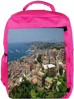 

Snoogg Eco Friendly Canvas City From The Top Designer Backpack Rucksack School Travel Unisex Casual Canvas Bag Bookbag Satchel 5 L Backpack(Pink)