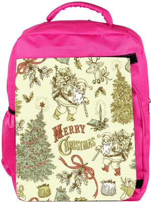 

Snoogg Eco Friendly Canvas Merry Christmas Cream Designer Backpack Rucksack School Travel Unisex Casual Canvas Bag Bookbag Satchel 5 L Backpack(Pink)